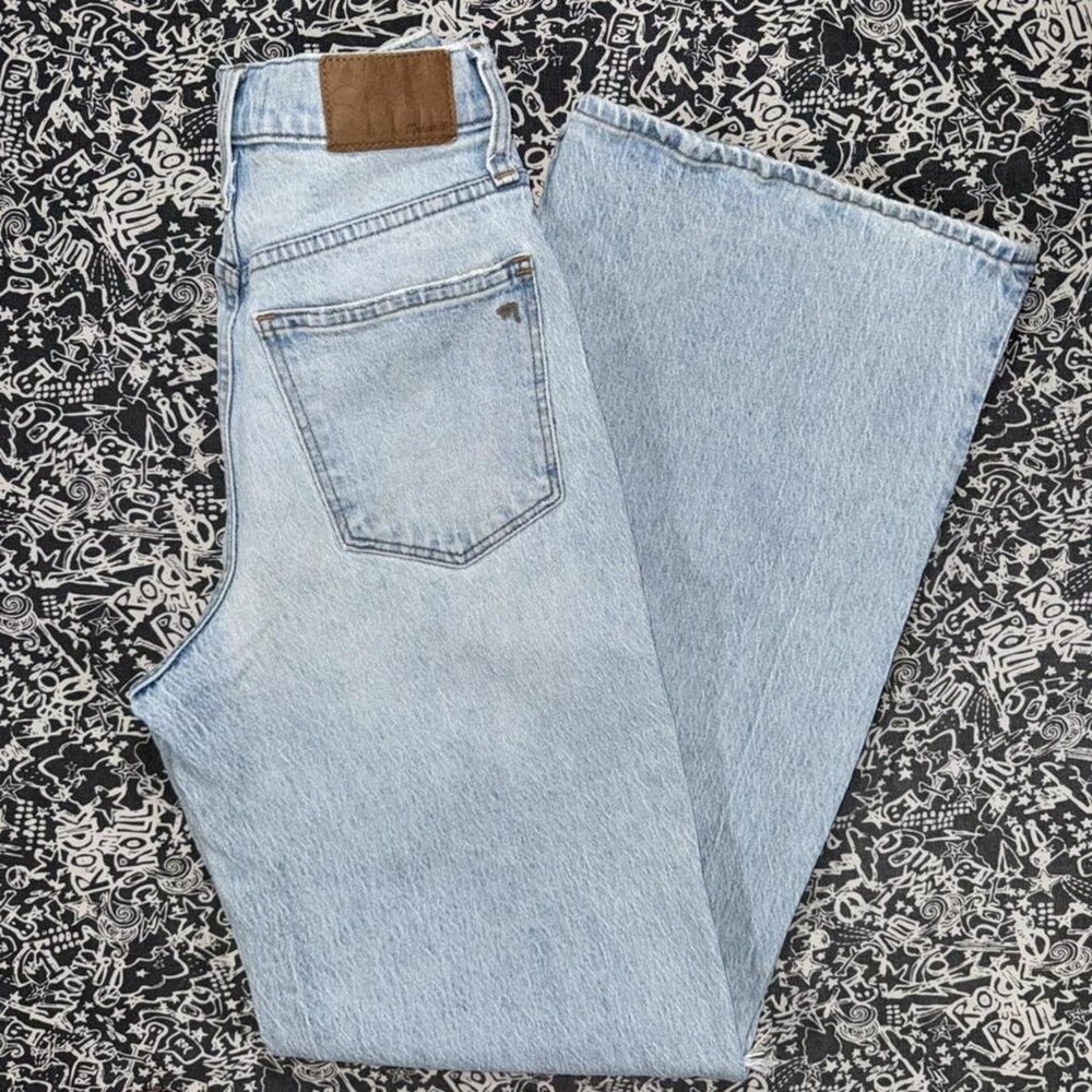 👖 Light wash Madewell High rise super wide-leg jeans size 25